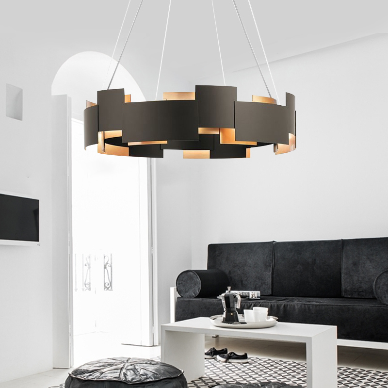 Postmodern Creative Chandelier Dining Living Room Black LED Lighting Hanging Fixtures Study Bedroom Designer Round Chandeliers|Chandeliers|   - AliExpress