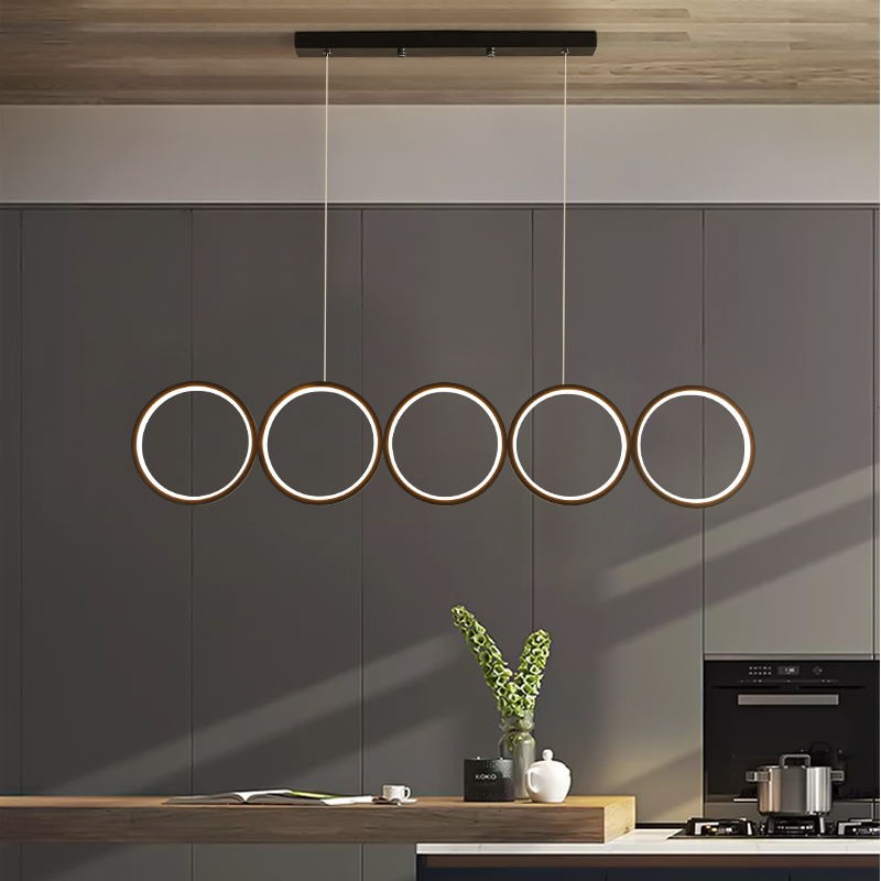 Dining Room LED Chandelier Round Rings Coffee Shop Bar Modern Nordic Simple Hanging Light Restaurant Long Black Art Pendant Lamp|Pendant Lights|   - AliExpress