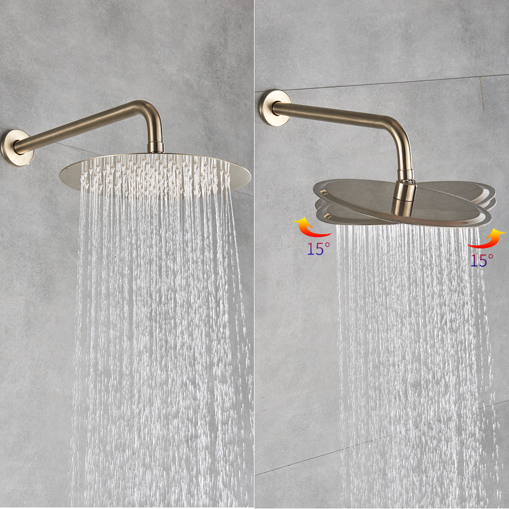 Brushed Golden Shower Faucet Set Single Handle Rainfall Shower Mixer Tap Embedded Box Shower Mixer Valve 8/10/12/16" Shower Head|Shower Faucets|   - AliExpress