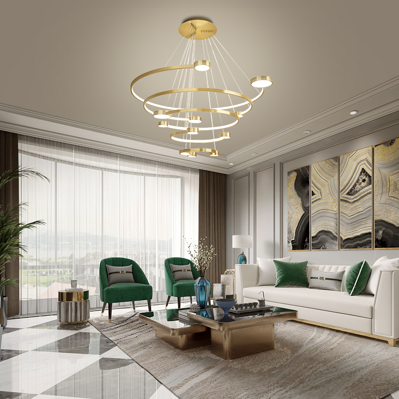 Black Or Gold LED Chandelier Lighting Dining Living Room Round Rings Modern Nordic Hanging Lamp Creative Lobby Home Chandeliers|Chandeliers|   - AliExpress