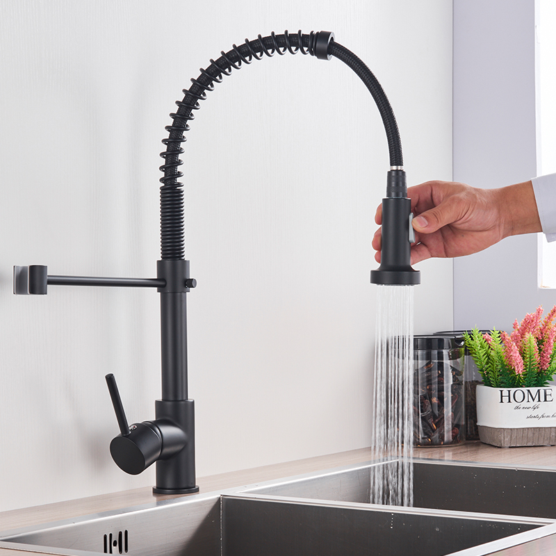 Rozin Matte Black Kitchen Faucet Deck Mounted Mixer Tap 360 Degree Rotation Stream Sprayer Nozzle Kitchen Sink Hot Cold Taps|hot cold|mixer tapkitchen faucet - AliExpress