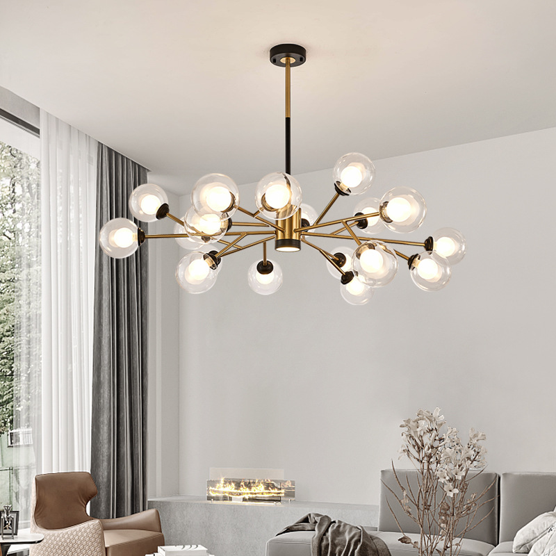 Gold or Black LED Chandelier Lighting G9 Clear Glass Ball Chandeliers For Living Room Restaurant Bedroom Home Deco Hanging Lamp|Chandeliers|   - AliExpress