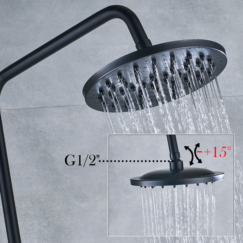 Bronze Black Shower Mixer Faucet 8" Brass Rainfall Bath Shower Set with 30cm Extend Tube Swive Tub Spout|Shower System|   - AliExpress