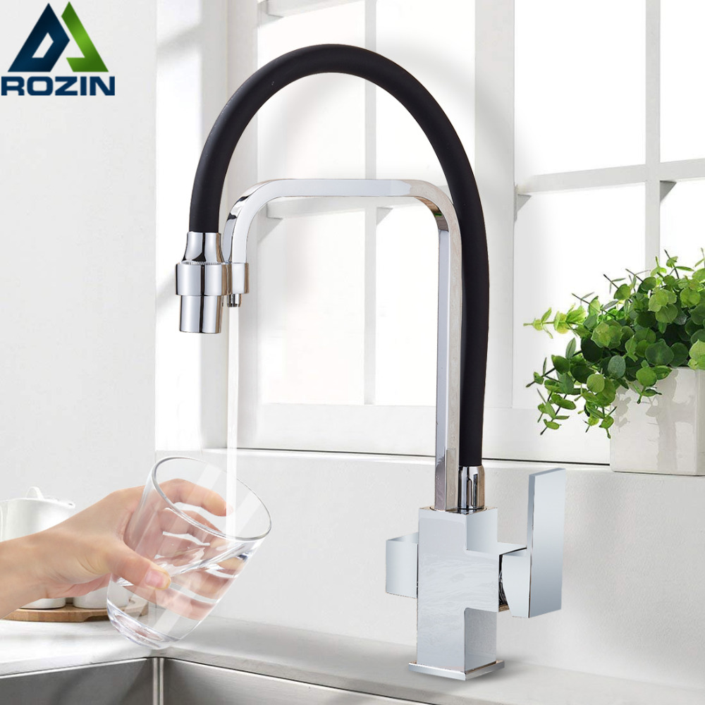 Chrome Purification Kitchen Sink Faucet Deck Mount 3 Way 360 Swivel Pure Water Kitchen Sink Faucet Mixer Tap Drinking Water Tap|Kitchen Faucets|   - AliExpress