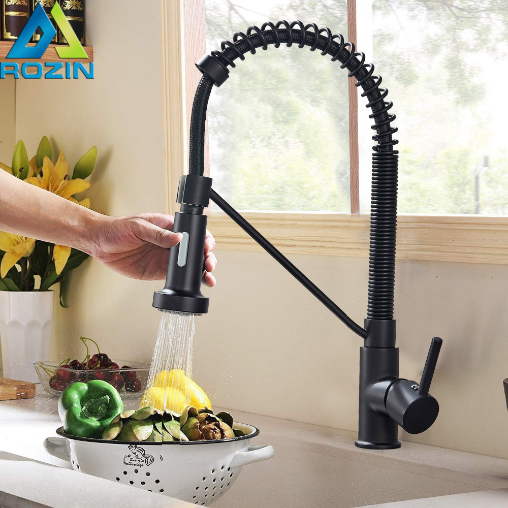 Black Pull Down Kitchen Sink Faucet Single Lever Stream Sprayer Kitchen Spout with Bracket Deck Mount Kitchen Mixers Kitchen Tap|faucet water|faucet sinkfaucet wrench - AliExpress