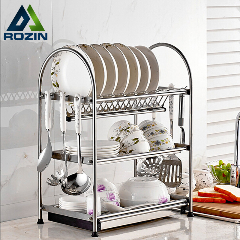 Stainless Steel 3 Tiers Kitchen Shelf 6 Hooks Set Pot Pan Hanger Deck Mount Kitchen Storage Organizer Cabinet Rack|rack organizer|rack cabinetrack kitchen - AliExpress