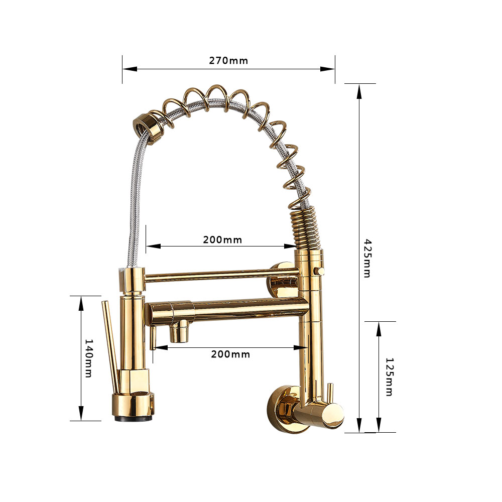 Golden Spring Kitchen Faucet Swivel Side Sprayer Dual Spout Kitchen Tap Kitchen Sink Cold Water Faucet 360 Rotation|diverter shower valve|faucet valvevalve faucet - AliExpress