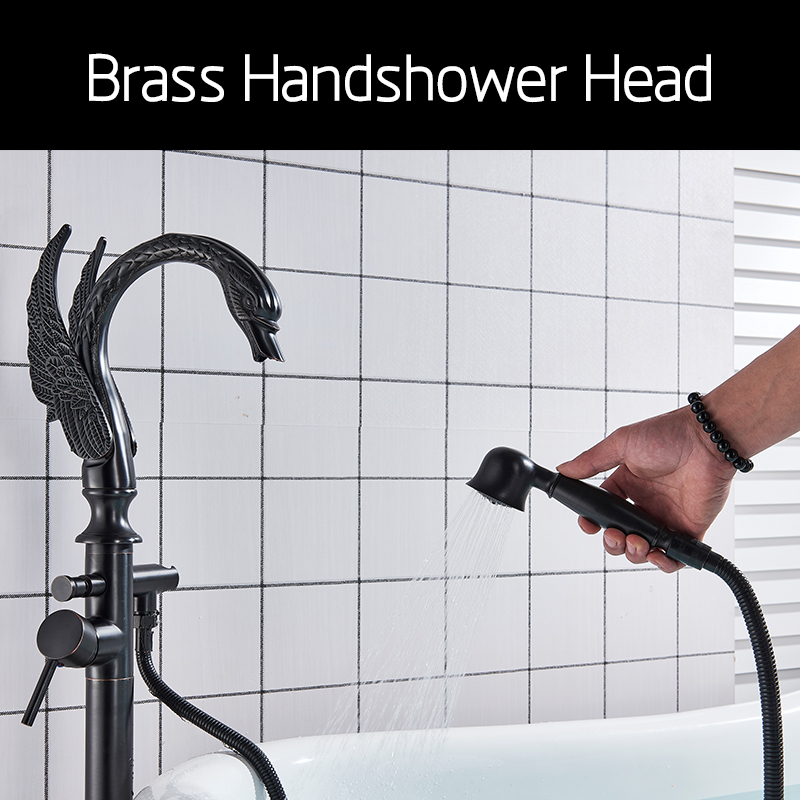 Black Bronze Free Standing Bathroom Bathtub Faucet Brass Handheld Shower Single Handle Tub Mixer Taps Floor Mounted Bath Tub Set|Shower Faucets|   - AliExpress