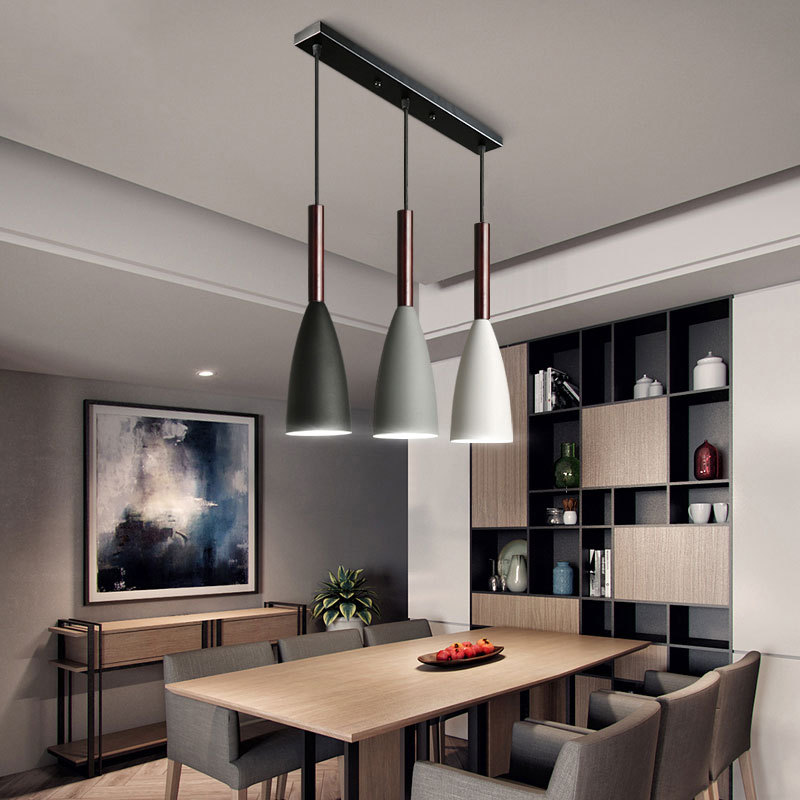 Nordic LED pendant lights Aluminum Wood fixtures for Dining Room Restaurant Bars Home Bedroom White/Black/Gray Deco Hanging Lamp|Pendant Lights|   - AliExpress