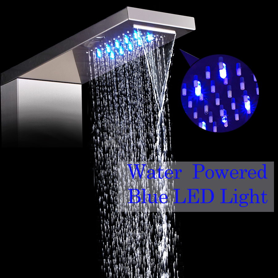 Luxury LED Shower Column Faucet Brushed Nickel SPA Massage Jet Shower Panel Tower Tap Digital Temperature Screen Bathroom Faucet|Shower Faucets|   - AliExpress