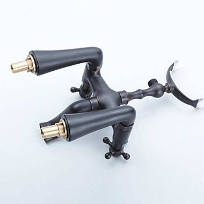 Black Bronze Bathtub Faucets Telephone Style Tub Mixer Taps Dual Handle Bathroom Bath Shower Faucet with Handshower|handle baby|faucet materialhandle connector - AliExpress