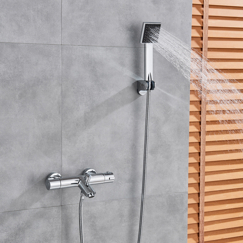 Chrome Thermostatic Shower Faucet Wall Mounted Handheld Shower Mixers with Bracket Constant Temperature Bathroom Shower Tap|Shower Faucets|   - AliExpress