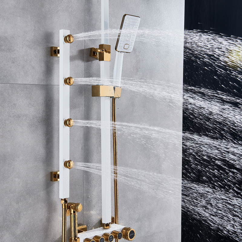 Black Shower System Height Adjustable Massage Jet Shower Mixers Rainfall Shower Head Brass Bidet Sprayer Head Bath Shower Faucet|Shower System|   - AliExpress