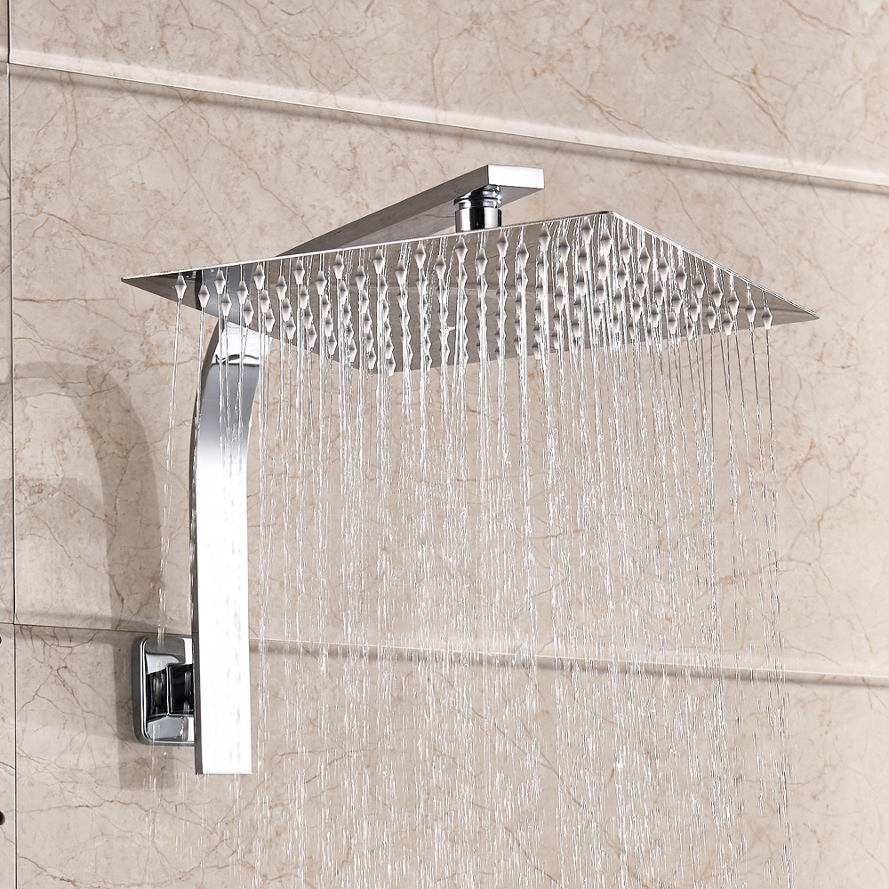 Square Wall Mount Shower Arm Stainless Steel Rainfall Shower Head Bathroom Shower Head Bracket Square Shower Pipe|chrome finished|bar barchrome bar - AliExpress