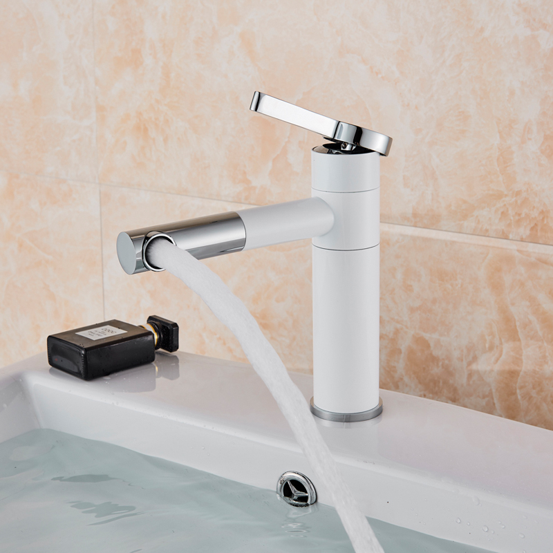 New Arrival White Spray Painting Basin Taps Bathroom Crane Torneira with Aerator 360 Free Rotate Neck Swive Spout|Basin Faucets|   - AliExpress