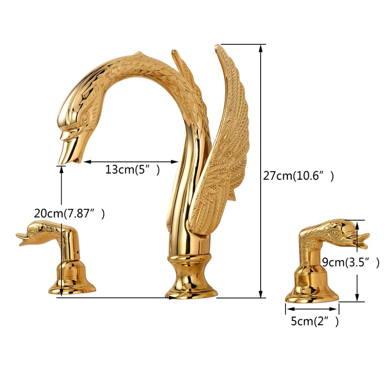 Golden Swan Bathtub Faucet Deck Mounted Bath Shower Set Brass Hand Shower Basin Mixer Tap Widespread Tub Sink Faucet|Bathtub Faucets|   - AliExpress