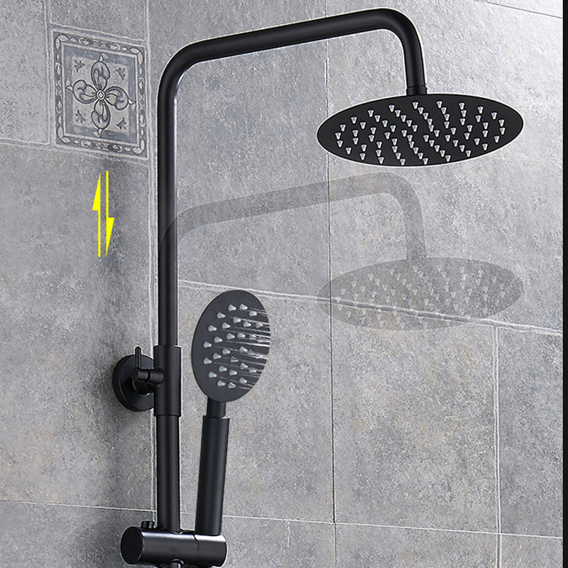 Matte black Shower Faucet Bathroom Shower Mixer Tap with Shelf 8" Rainfall Shower Mixer System with Sliding Bar Swivel Tub Spout|Shower Faucets|   - AliExpress