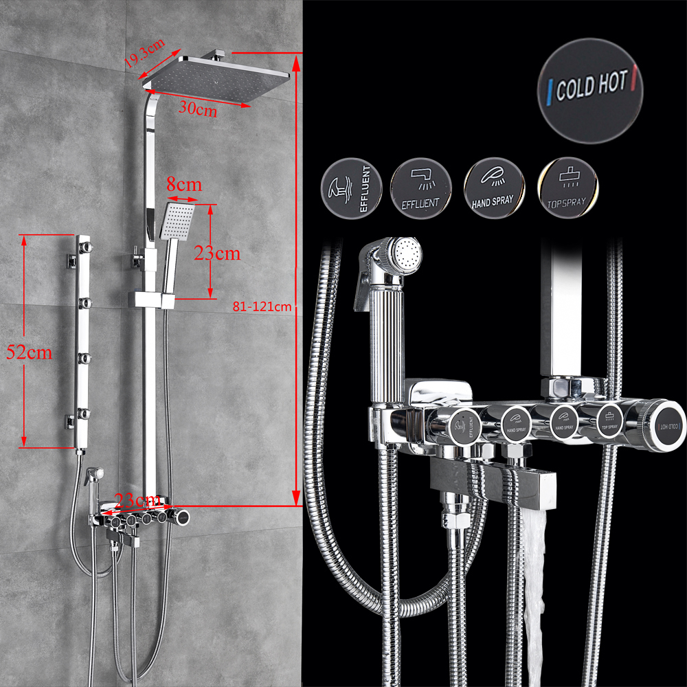 Body Massage Jet Chrome Shower Faucet Set Wall Bath Shower Mixer Faucet Bath Shower Spout Bidet Sprayer Head Rain Shower Head|Shower Faucets|   - AliExpress