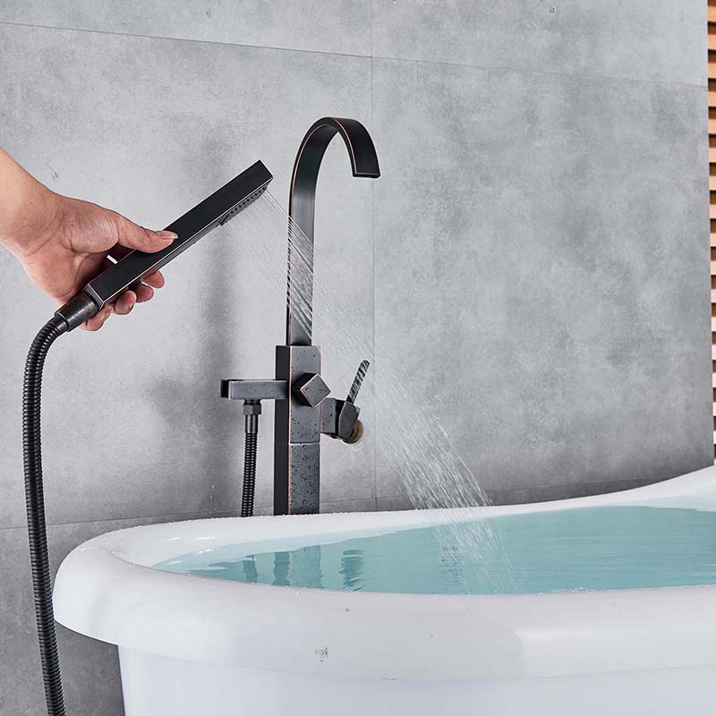 Free Standing Bathtub Faucet Tub Filler Black Bronze Floor Mount Bathtub Mixer Tap Single Handle Bathroom Tub Faucet Tap|freestanding bathtub faucet|bathtub faucetstub filler - AliExpress