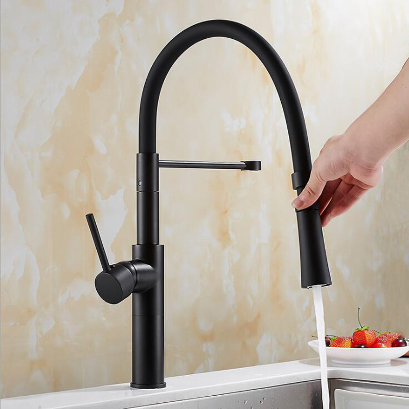 Matte Black Kitchen Faucet Single Lever Stream Sprayer Kitchen Mixers with Bracket Deck Mounted Chrome White Hot Cold Water Tap|Kitchen Faucets|   - AliExpress