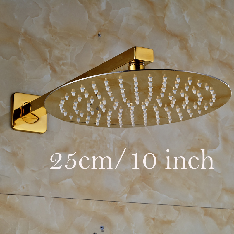 Free Shipping Golden 8/10/12 inch Ultrathin Rainfall Shower Head with Wall Mount Brass Shower Arm|shipping boxes cross country|head programmerhead badge - AliExpress