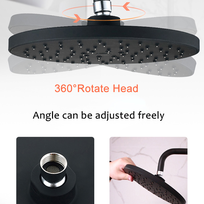 Matte black Bath Shower Faucet Set with Commodity Shelf Wall Mount Swive Spout Shower Mixers with Handshower Rainfall Shower Tap|Shower Faucets|   - AliExpress