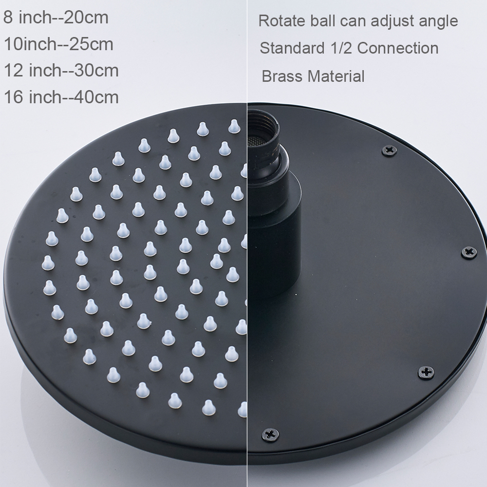 Matte Black Shower Faucet Brass Rainfall Concealed Shower Mixer Tap In wall 8/10/12/16" Rain Shower Head Diverter Mixer Valve|Shower Faucets|   - AliExpress