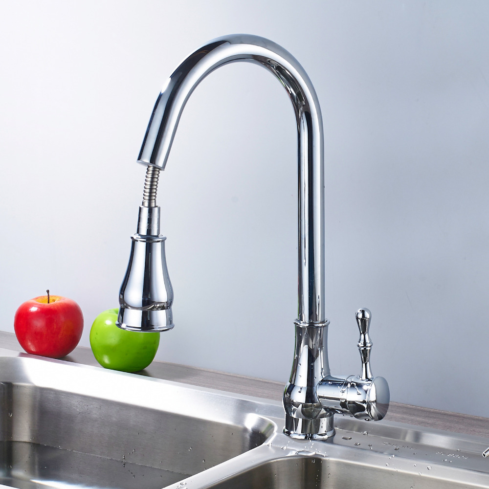 Brushed Nickel Kitchen Faucet Pull Out Kitchen Sink Hot Cold Water Tap Single Lever Stream Sprayer Bathroom Kitchen Faucet|kitchen sink faucet|sink faucet kitchensink kitchen - AliExpress