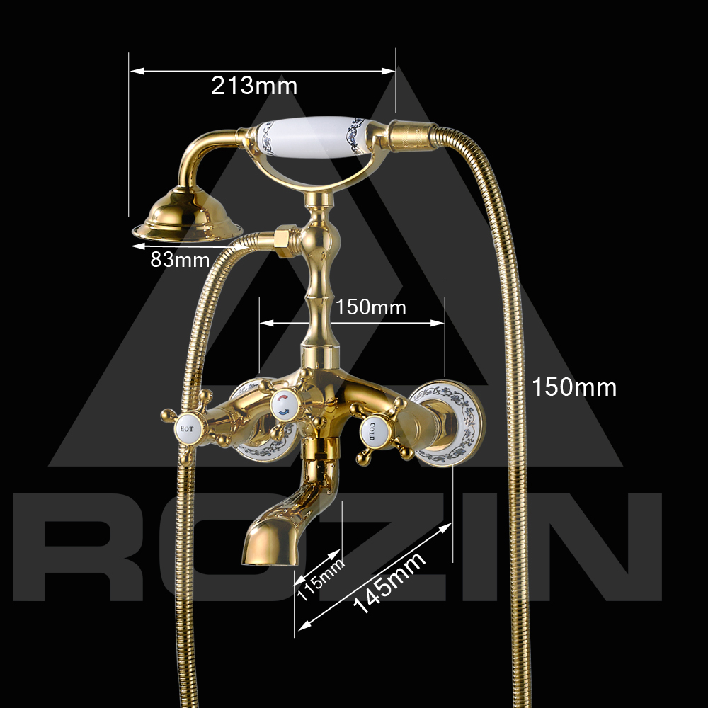 Luxury Bathtub Faucets Gold Brass Bathroom Faucet Mixer Tap Wall Mounted Hand Held Shower Head Kit Shower Faucet Sets|valve tap|valve electronicvalve temperature - AliExpress