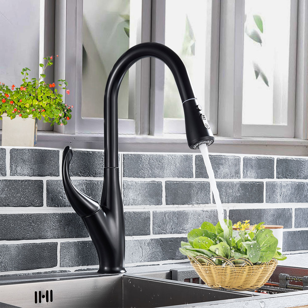 Brushed Nicel Pull Out Kitchen Faucet Deck Mounted One Hole Cold Hot Water Mixer Tap for Kitchen Deck Mounted Chrome Black Tap|kitchen mixer|faucet hot and coldhot kitchen - AliExpress