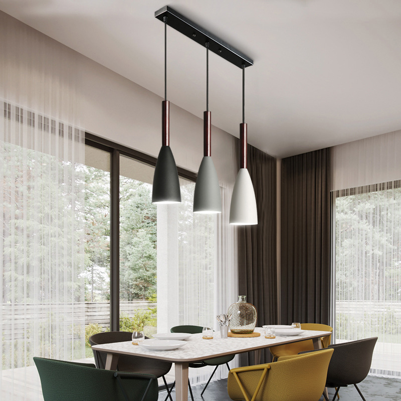 Nordic LED pendant lights Aluminum Wood fixtures for Dining Room Restaurant Bars Home Bedroom White/Black/Gray Deco Hanging Lamp|Pendant Lights|   - AliExpress