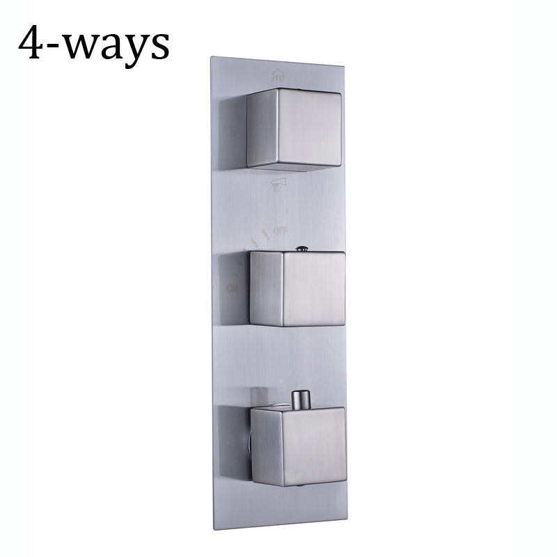 Brushed Nickel Concealed Thermostatic Mixer Valve Three Handle Shower Control Valve Control Water Temperature Valve