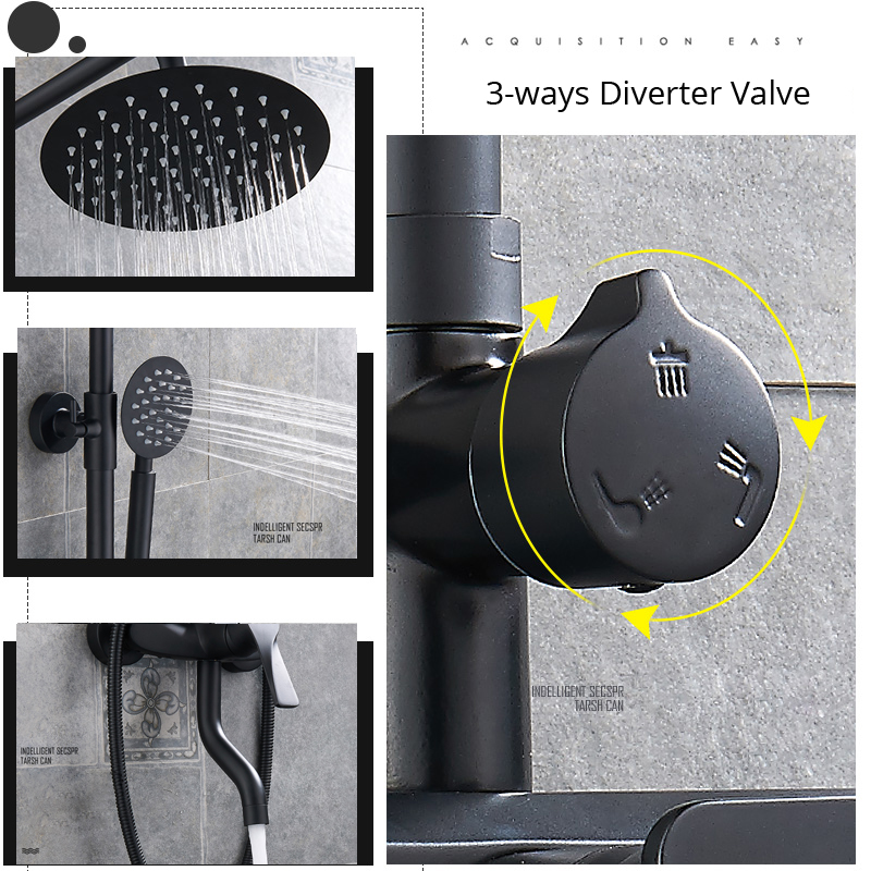 Matte black Shower Faucet Bathroom Shower Mixer Tap with Shelf 8" Rainfall Shower Mixer System with Sliding Bar Swivel Tub Spout|Shower Faucets|   - AliExpress