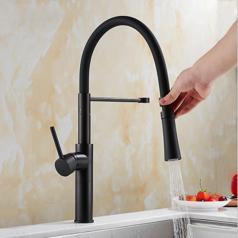 Matte Black Kitchen Faucet Single Lever Stream Sprayer Kitchen Mixers with Bracket Deck Mounted Chrome White Hot Cold Water Tap|Kitchen Faucets|   - AliExpress