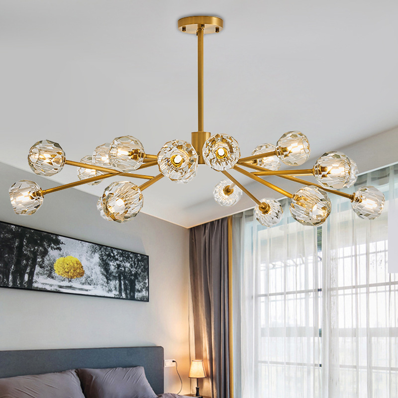 Nordic LED K9 crystal chandeliers ceiling Iron luminaires bedroom lighting restaurant hanging lights living room suspended lamps|Pendant Lights|   - AliExpress