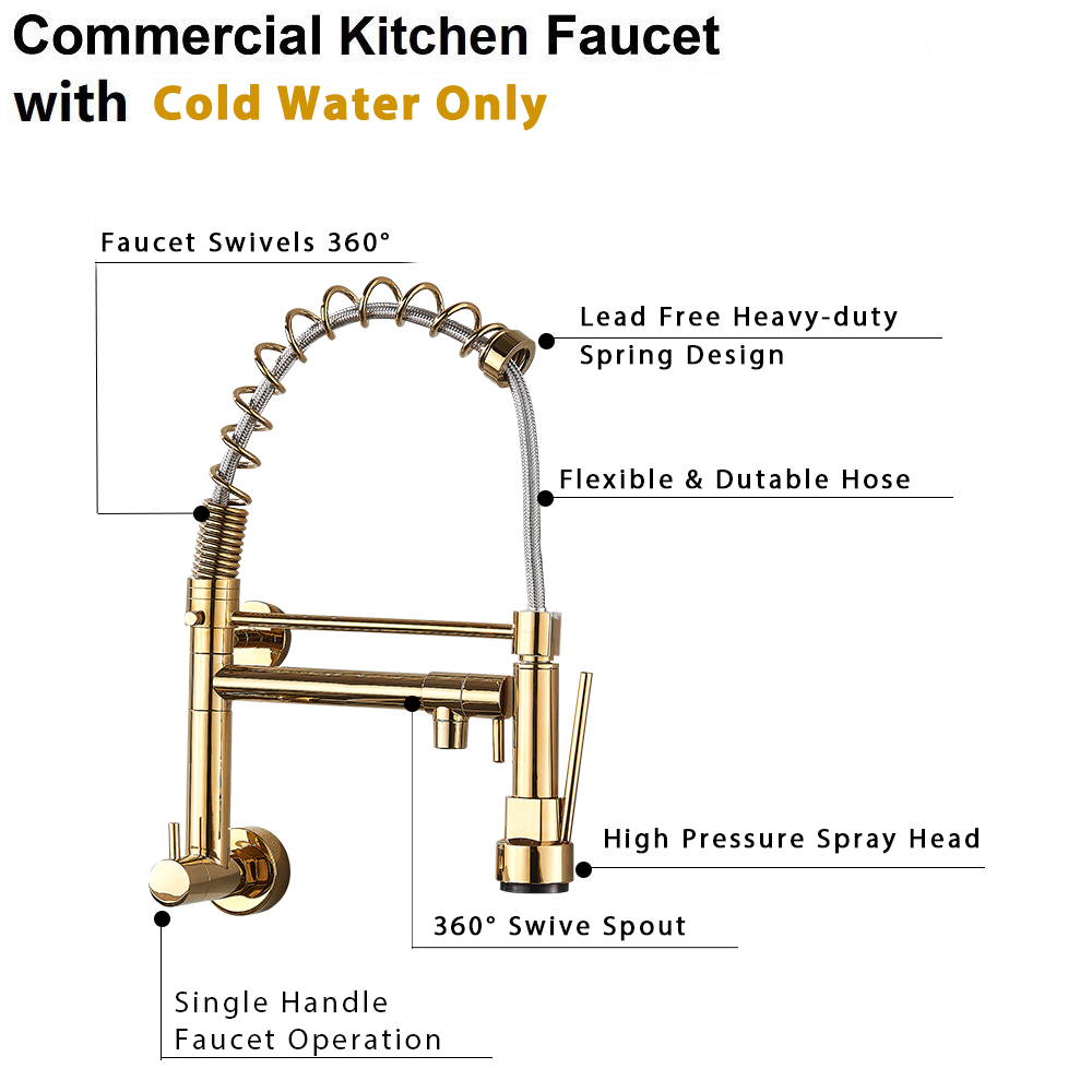 Golden Spring Kitchen Faucet Swivel Side Sprayer Dual Spout Kitchen Tap Kitchen Sink Cold Water Faucet 360 Rotation|diverter shower valve|faucet valvevalve faucet - AliExpress