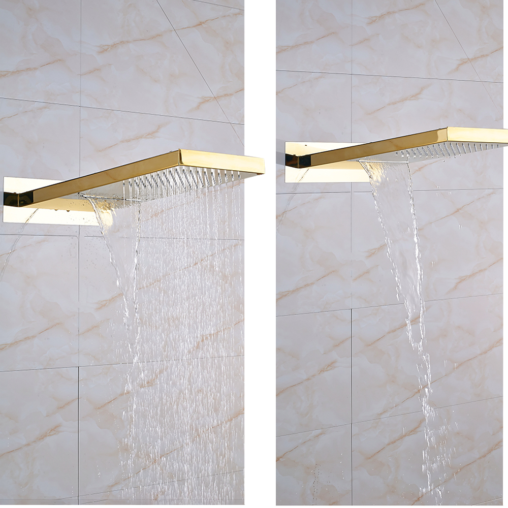 Rain Waterfall Shower Faucet Wall Mounted Brass 3 ways Shower Control Valve Golden Shower Mixer Tap Plastic Handshower|tap steel|tap kitchentap wall - AliExpress