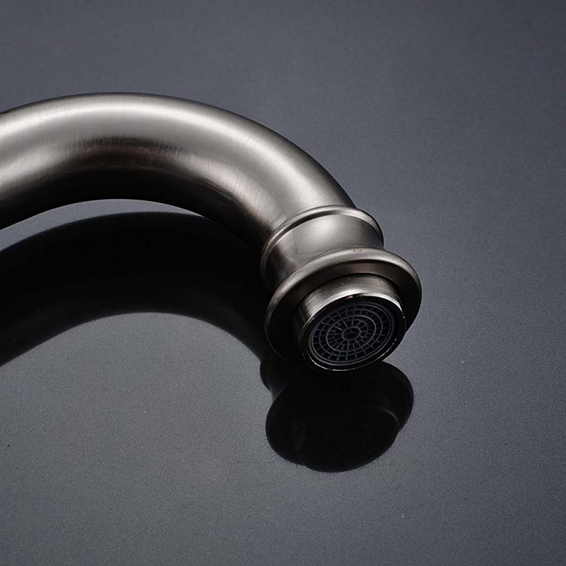 Brushed Nickel Basin Faucet Single Handle Hot Cold Water Bathroom Tap Deck Mounted Long Spout Lavatory Sink Mixer Faucet|Basin Faucets|   - AliExpress