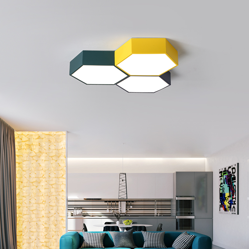 Modern LED Ceiling lights Macaron Hexagon Simple Ceiling Lamps For Dining Living Room Kitchen Bedroom Home With Remote Control|Ceiling Lights|   - AliExpress