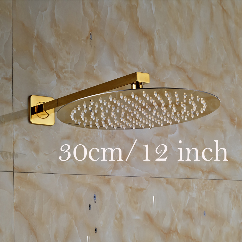 Free Shipping Golden 8/10/12 inch Ultrathin Rainfall Shower Head with Wall Mount Brass Shower Arm|shipping boxes cross country|head programmerhead badge - AliExpress