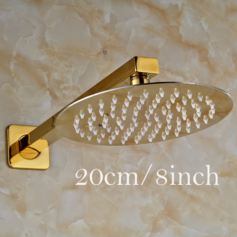 Free Shipping Golden 8/10/12 inch Ultrathin Rainfall Shower Head with Wall Mount Brass Shower Arm|shipping boxes cross country|head programmerhead badge - AliExpress