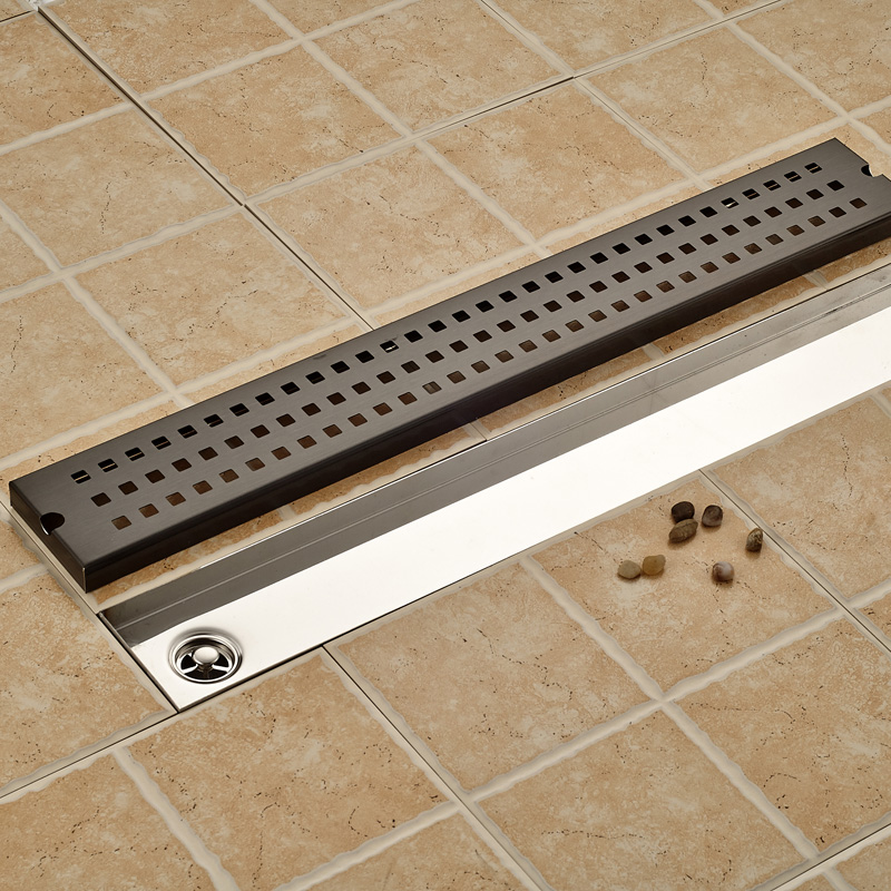 Oil Rubbed Bronze Bathroom Shower Floor Drain Stainless Steel 70cm Linear Long Bathroom Grate Channel Tile Drains|tile display|draintile shower floor drain - AliExpress