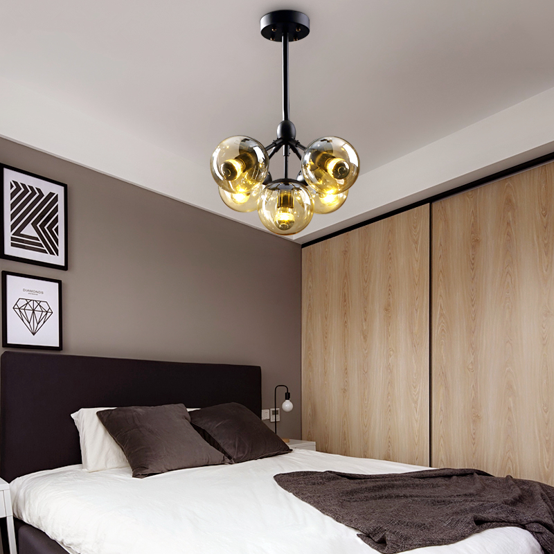 American style LED chandelier home luminaires Nordic fixtures hanging lights retro lighting Glass ball bedroom suspended lamps|Chandeliers|   - AliExpress