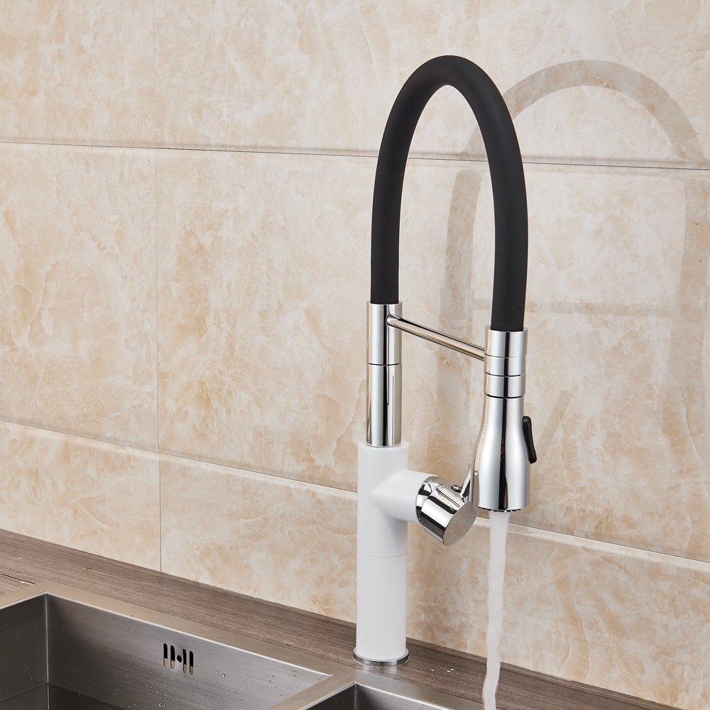 Kitchen Faucets Chrome Kitchen Sink Crane Deck Mount Pull Down Dual Sprayer Nozzle Torneira De Cozinha Mixer Water Taps|escutcheon plate|sink hole coverchrome finished - AliExpress