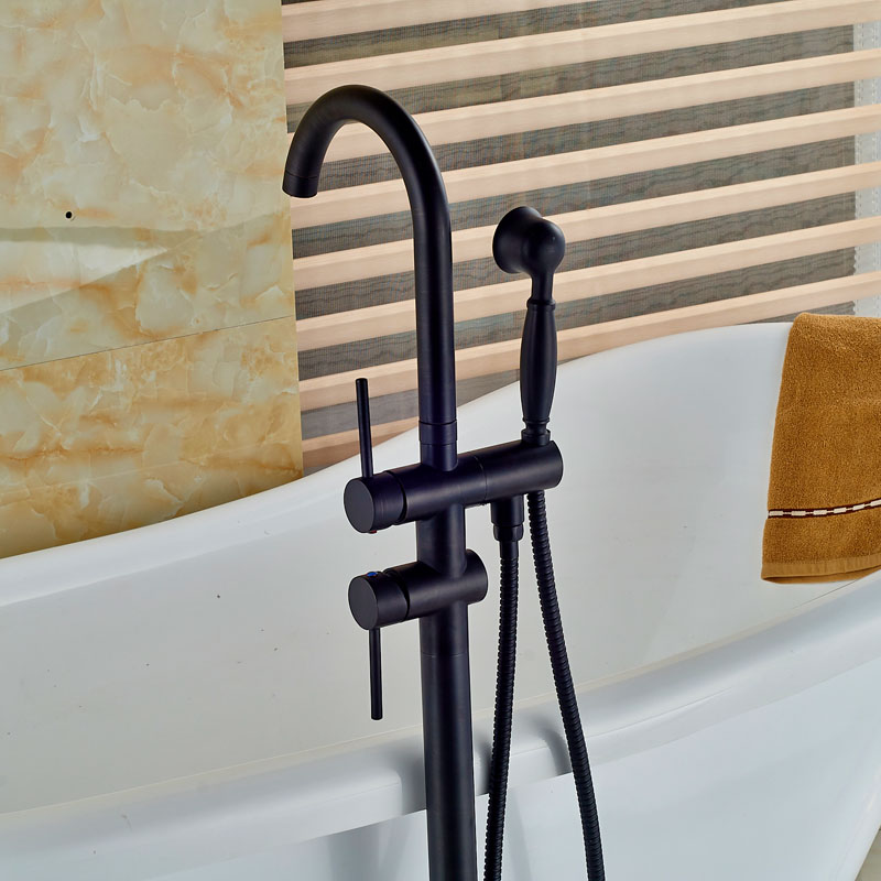 Black Bronze Floor Standing Bath Tub Faucet Free Standing Bath Shower Tub Filler  Brass Handshower Clawfoot Mixer Taps|tub faucet|bath tub faucettub filler - AliExpress