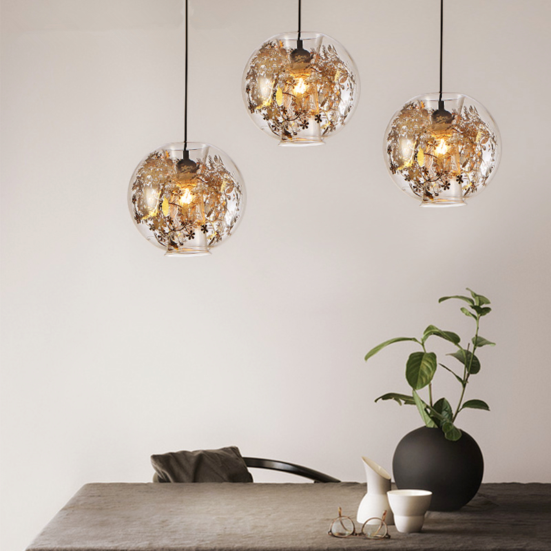 Dia.27cm Clear Glass Pendant Lights For Bedroom Bedside Dining Room Kitchen Deco Pendnat Lamp Round Ball LED Hanging Lamp E27|Pendant Lights|   - AliExpress