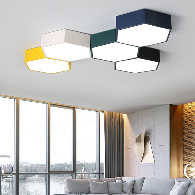 Modern LED Ceiling lights Macaron Hexagon Simple Ceiling Lamps For Dining Living Room Kitchen Bedroom Home With Remote Control|Ceiling Lights|   - AliExpress