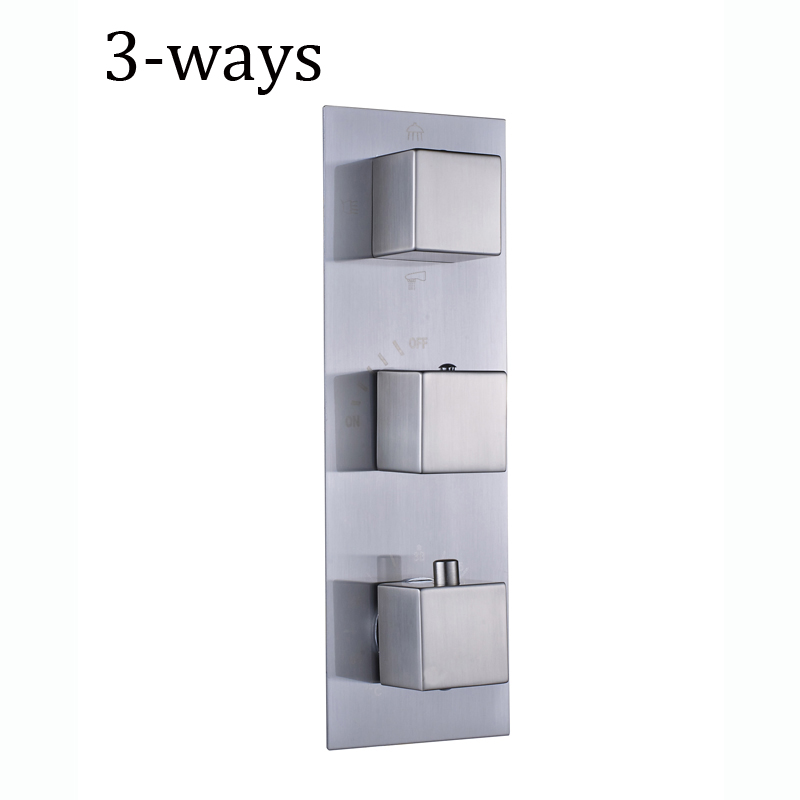 Brushed Nickel Concealed Thermostatic Mixer Valve Three Handle Shower Control Valve Control Water Temperature Valve