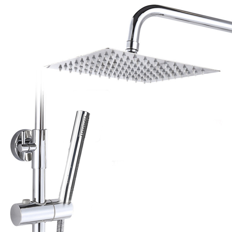 Chrome Thermostatic Bathroom Shower Faucet Set Dual Handle Rainfall 8" Stainless Steel Shower Head  In Wall Shower Mixers|Shower Faucets|   - AliExpress