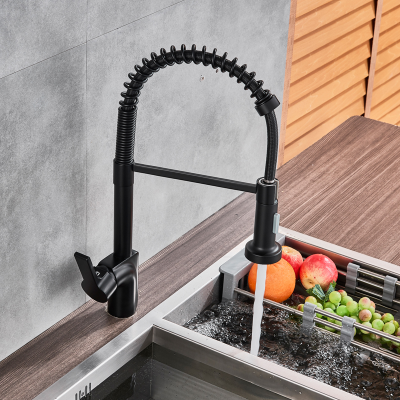 Matte Black Kitchen Faucet Pull Down Spout Kitchen Sink Faucet Single Handle Bathroom Kitchen Vanity Sink Tap Hot Cold Water Tap|Kitchen Faucets|   - AliExpress